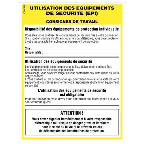Affichage des consignes légales