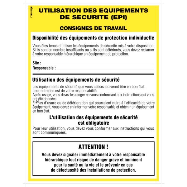 Affichage des consignes légales